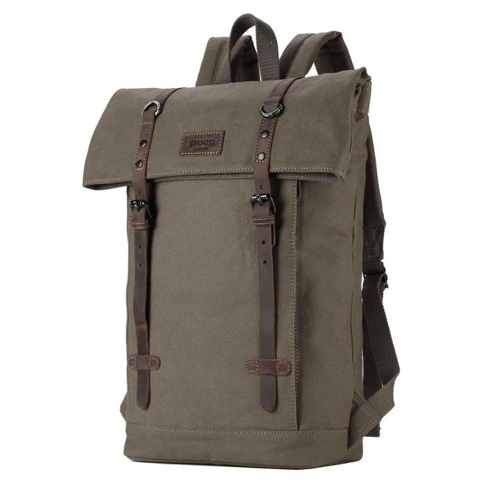 TRP0425 Troop London Heritage Canvas 15" Laptop Backpack, Smart Casual Daypack with Foldable Top - Shangri-La Fashion