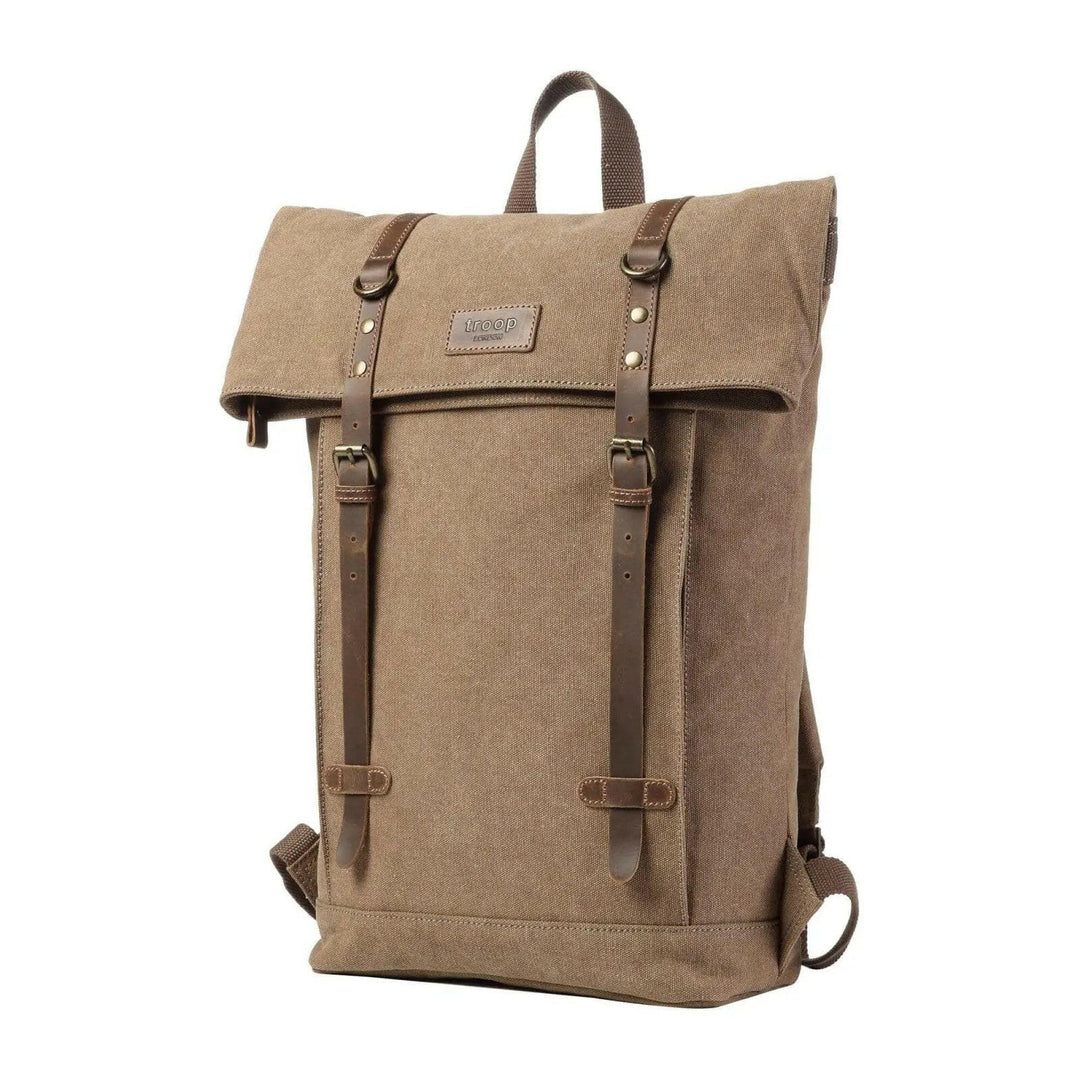 TRP0425 Troop London Heritage Canvas 15" Laptop Backpack, Smart Casual Daypack with Foldable Top - Shangri-La Fashion