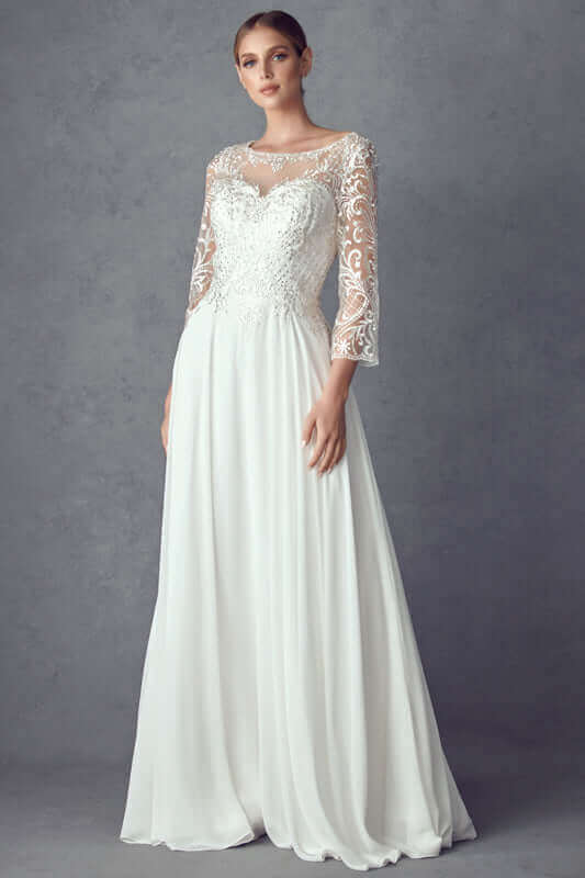 Embroidered Lace Beaded Bodice Long Mother Of The Bride Dress JTM11 Sale | Shangri-La Fashion