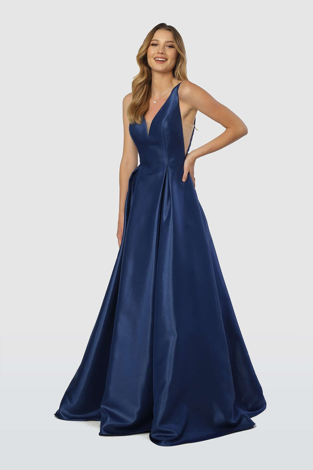 A-Line Sheer Side Cut Outs Open Back Long Prom Dress NXE156P | Shangri-La Fashion