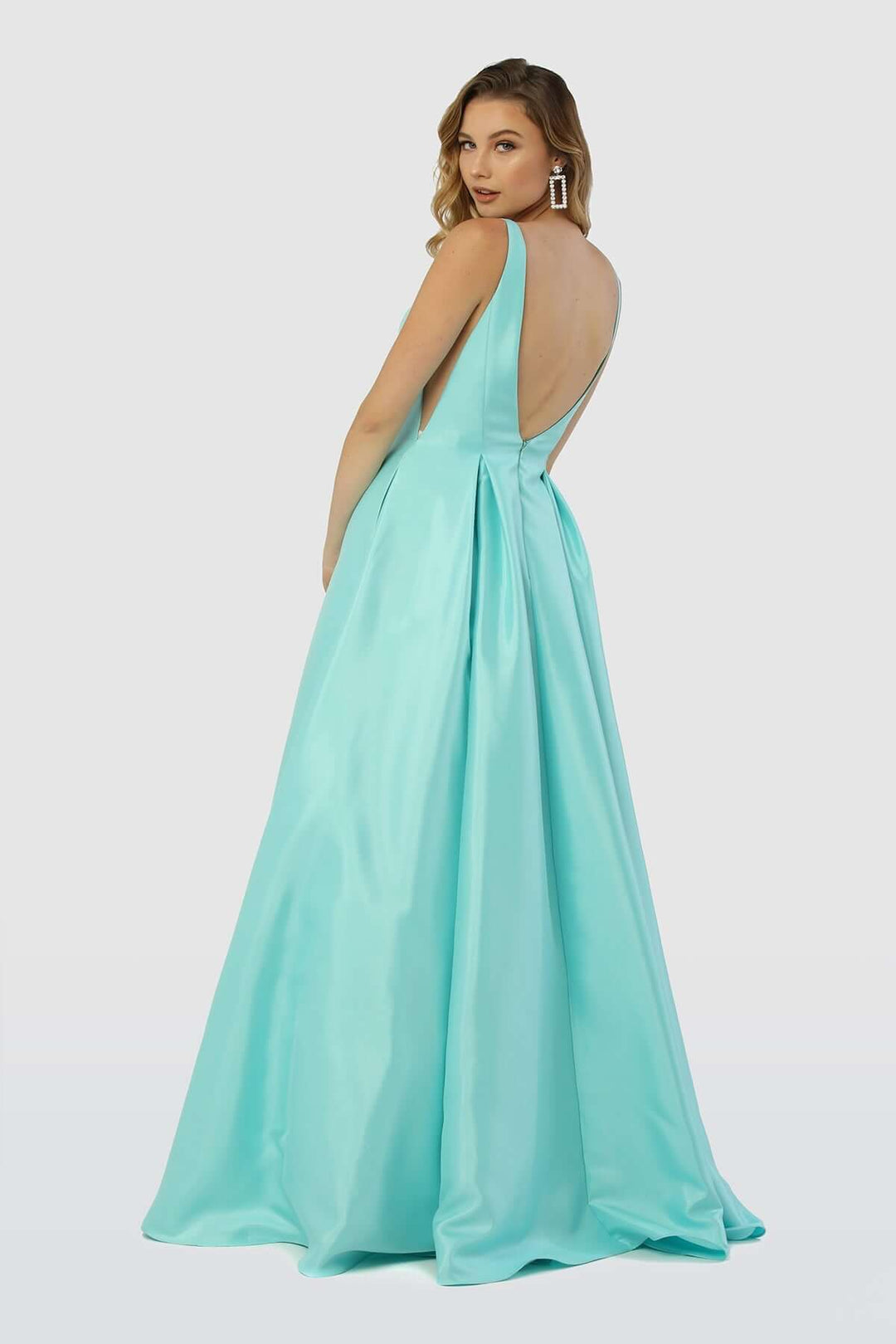 A-Line Sheer Side Cut Out Open V-Back Long Prom Dress NXE156 | Shangri-La Fashion