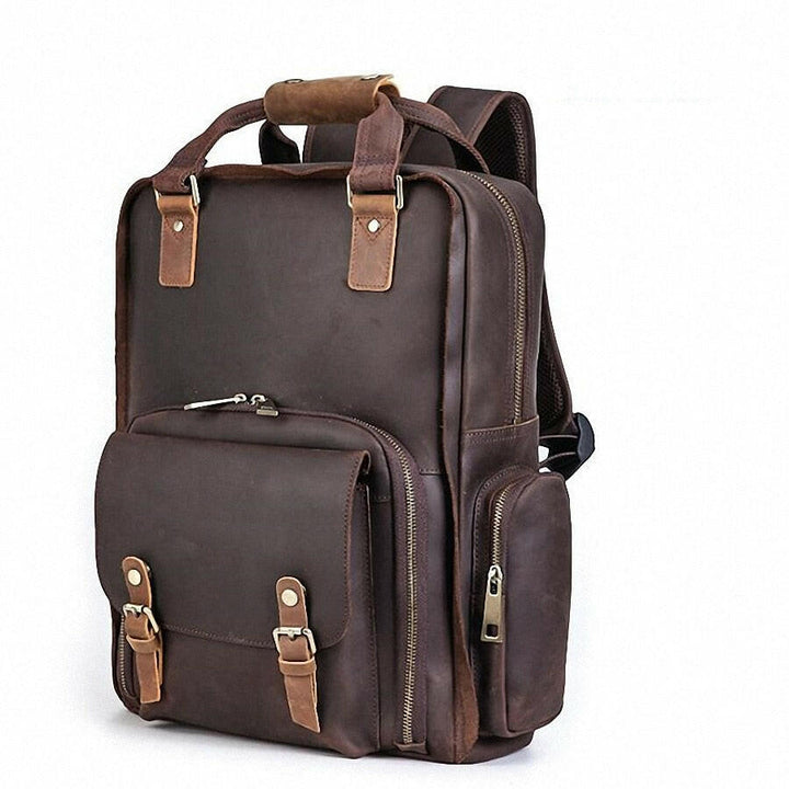 The Gaetano | Large Leather Backpack Camera Bag with Tripod Holder-2