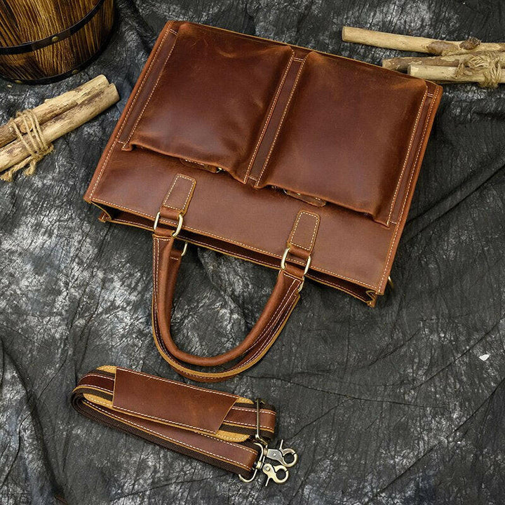 The Dagmar Leather Briefcase | Vintage Leather Messenger Bag-6