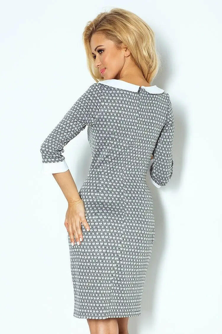 Numoco Dress with collar -  gray maze 111-2 - Shangri-La Fashion
