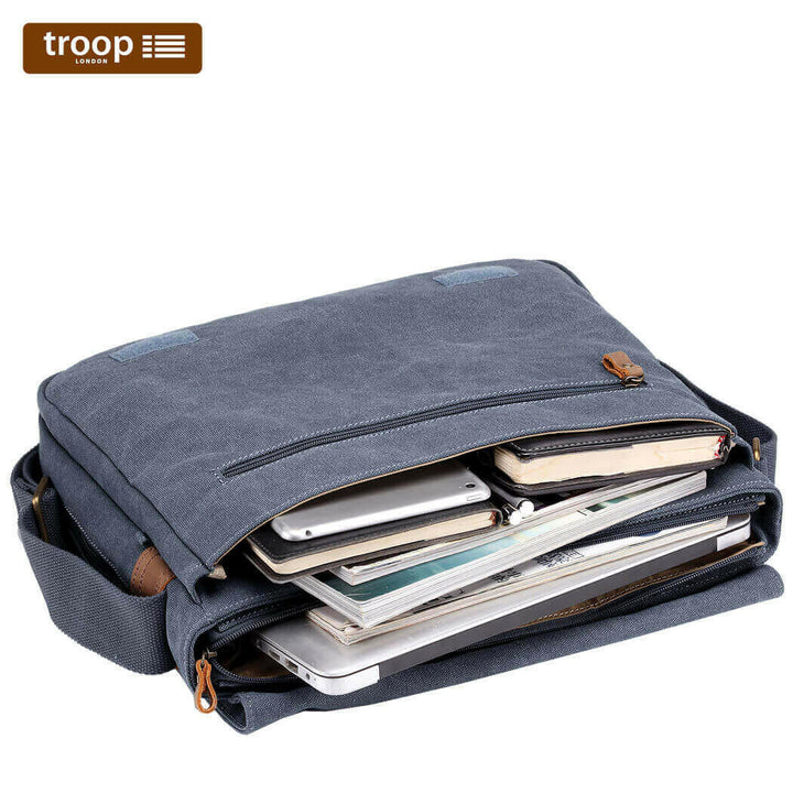 TRP0240 Troop London Classic Canvas Laptop Messenger Bag - 16.5 Diagonally - Shangri-La Fashion