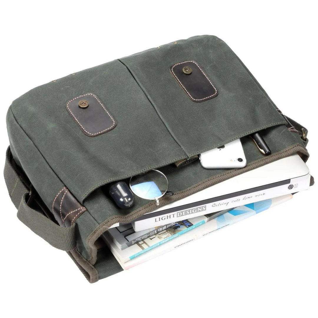 TRP0544 Troop London Heritage Canvas Messenger Bag, Shoulder Bag, 13” Laptop Bag - Shangri-La Fashion