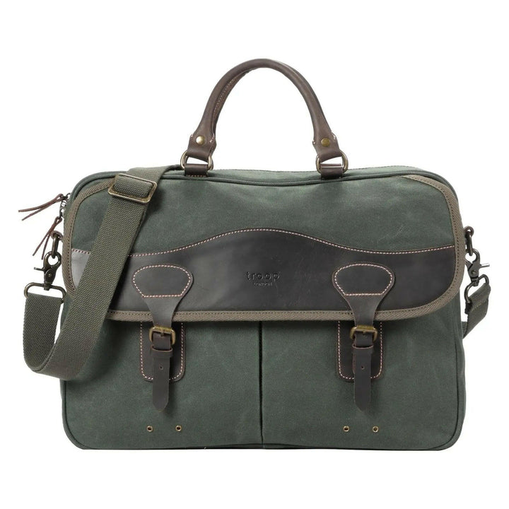 TRP0545 Troop London Heritage Canvas Messenger Bag, Shoulder Bag, 15” Laptop Bag, Laptop Briefcase, Messenger Bag with Top Carry Handle - Shangri-La Fashion