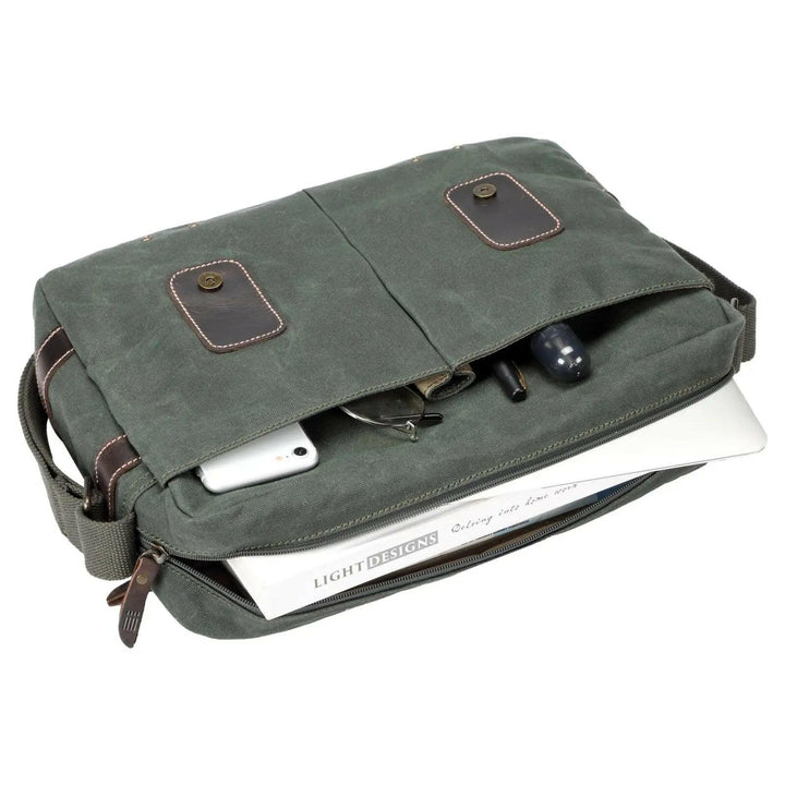 TRP0548 Troop London Heritage Canvas Messenger Bag, Shoulder Bag, 13” Laptop Bag - Shangri-La Fashion