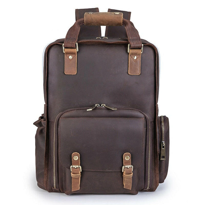 The Gaetano | Large Leather Backpack Camera Bag with Tripod Holder-4