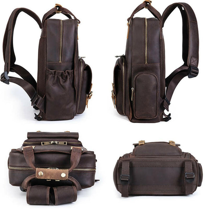 The Gaetano | Large Leather Backpack Camera Bag with Tripod Holder-13