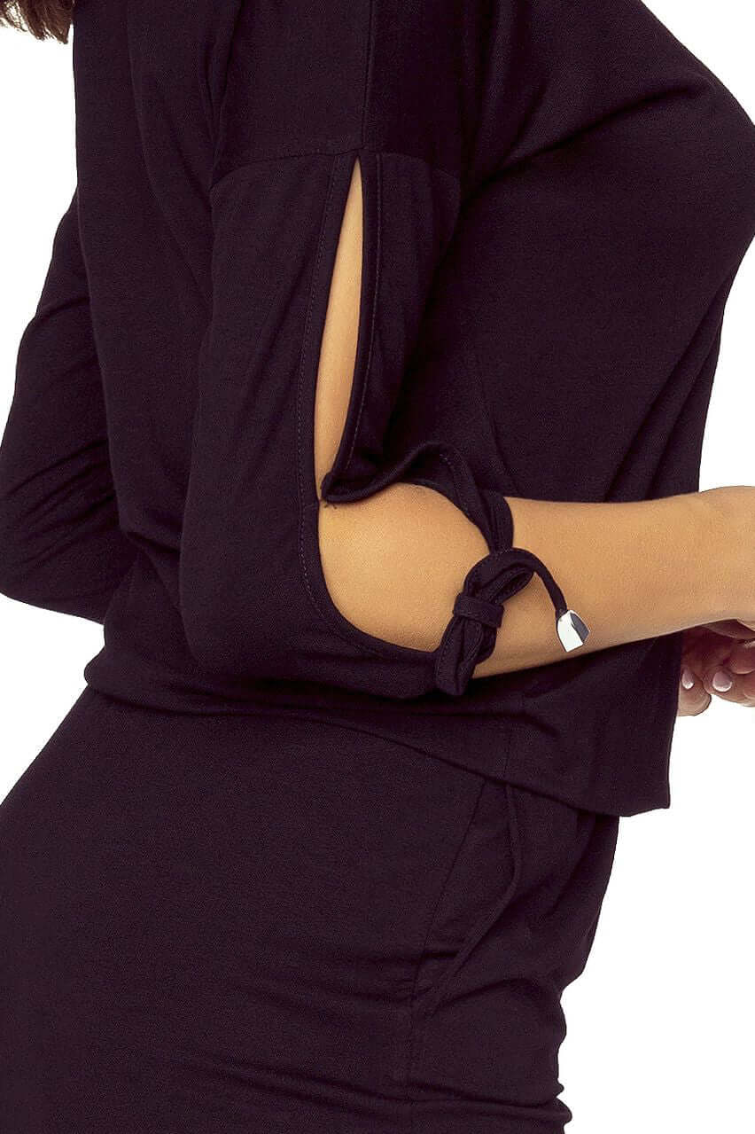 Bergamo 430-5 Sports dress with tied sleeves - black | Shangri-La Fashion